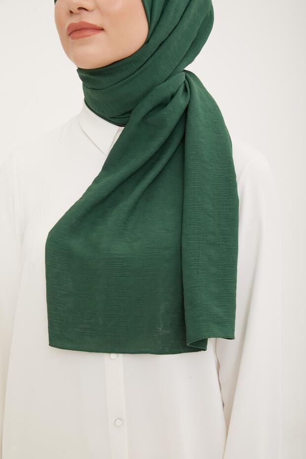 Green Striped Textured Jazz Shawl - Soft & Wrinkle-Free