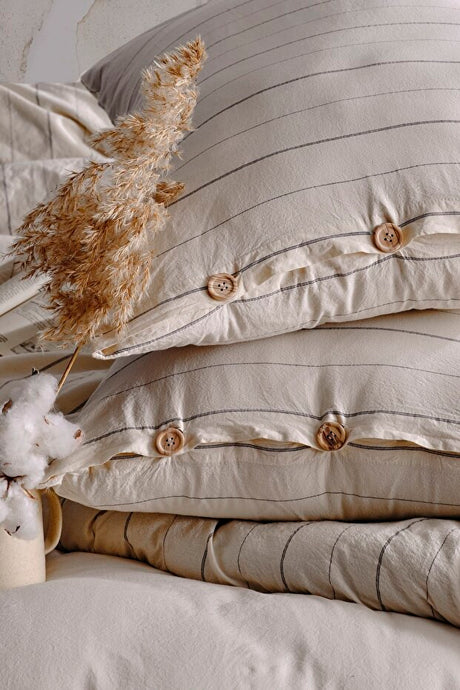 100% Cotton Striped Single Duvet Cover Set - 160x220cm