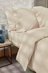 Plain 100% Cotton Ranforce King Size Duvet Cover Set - Beige