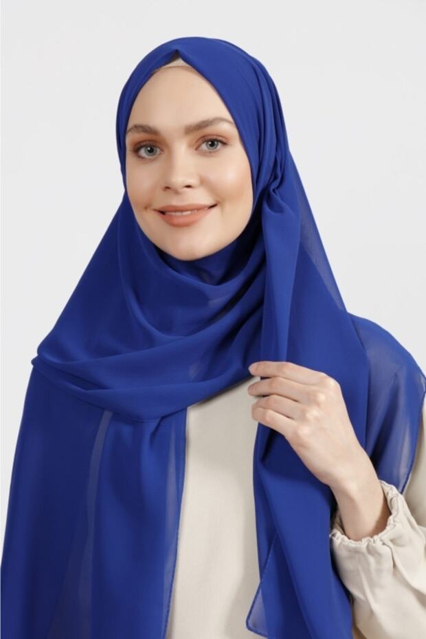 Leichter königsblauer Crepe-Chiffon-Schal