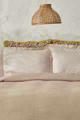 Pike en maille gaufrée Glam - 200x220 cm Beige Mélange de coton