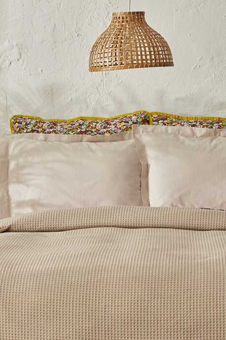 Glam Waffle Knit Pike - 200x220 cm Beige Cotton Blend