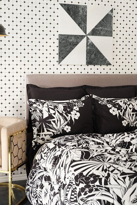 Pio Black Double Duvet Cover Set - 100% Cotton Sateen