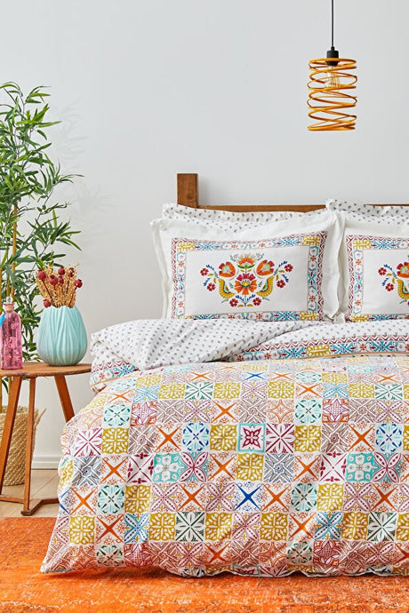 Lumina 100% Cotton Double Duvet Cover Set - Yellow