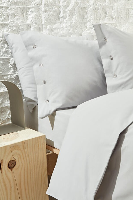 Plain Double Duvet Cover Set - 100% Cotton Grey