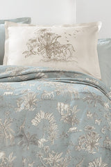 Aster Double Pique Set - Sage Green Safari Print Bedding