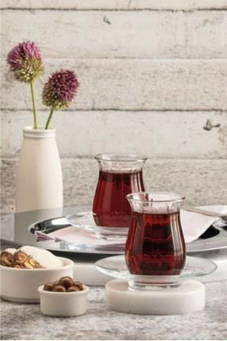 Pasabahce Linka Professionel Tyrkisk Te Glas & Underkop Sæt - 12-Styk