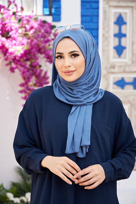 Indigo Blue Jersey Shawl - Soft & Lightweight
