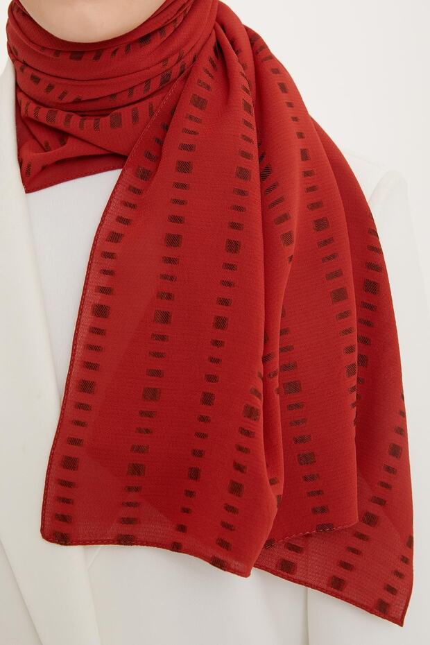 Red Cut Line Detail Flos Shawl - Breathable & Stylish