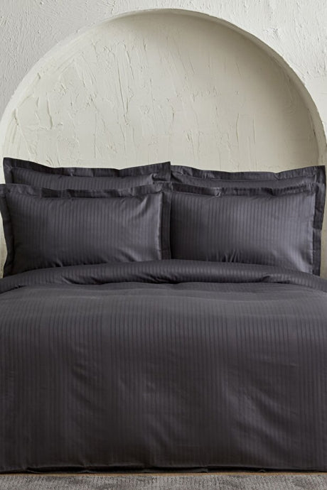 Uniq 100% Cotton Sateen Double Duvet Cover Set - Anthracite