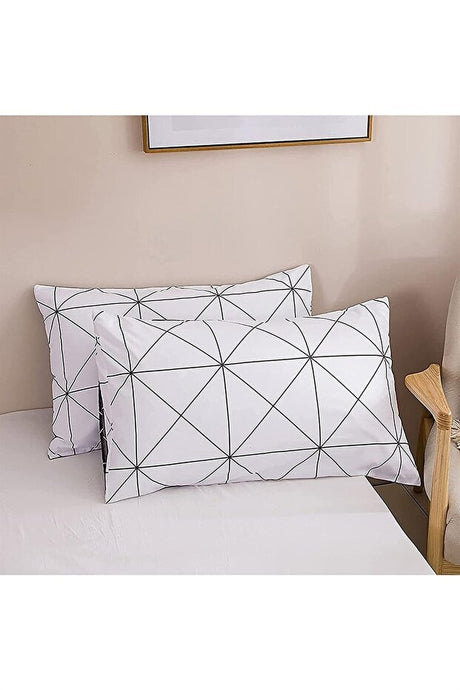 Pandora White Geometric Double Duvet Cover Set - 200x220cm
