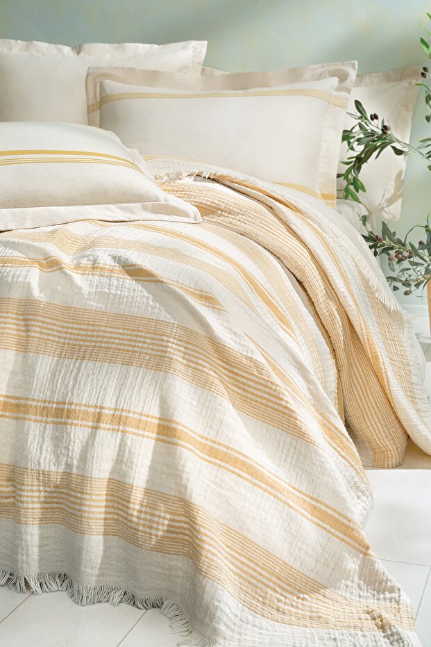 Meri Double Pique Bedding Set - 100% Cotton Mustard