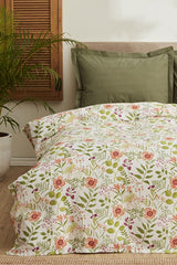 Single Floral Quilt Set - 160x220 cm, 100% Cotton