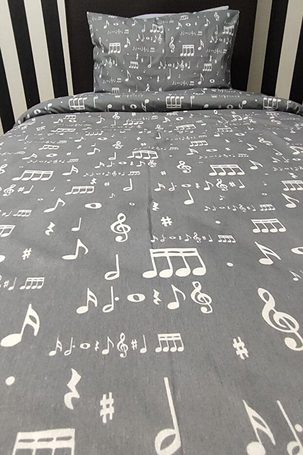 Music Note Pattern Single Duvet Cover Set - 3 Pieces