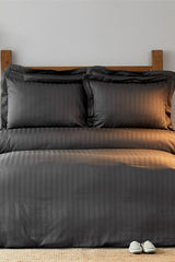 Double Duvet Cover Set - 100% Cotton Satin Anthracite
