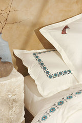 Seljuk Series Bird Blue 100% Cotton Double Duvet Set