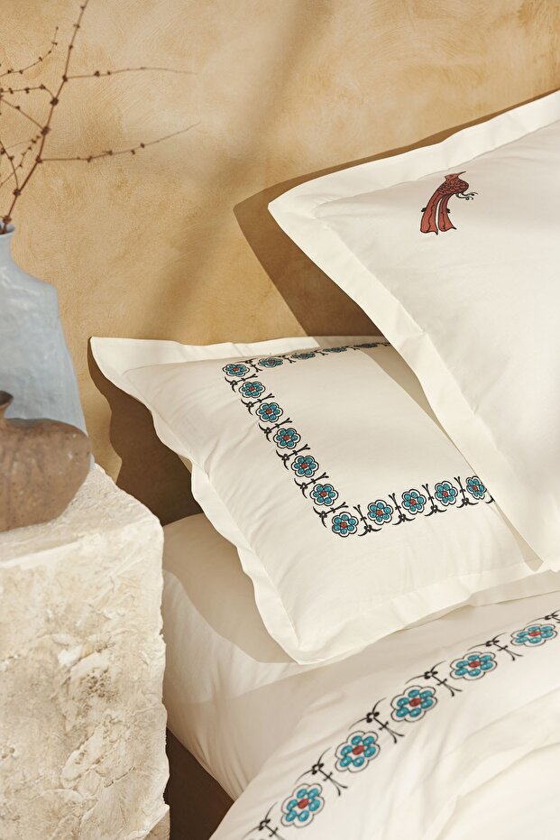 Seljuk Series Bird Blue 100% Cotton Double Duvet Set