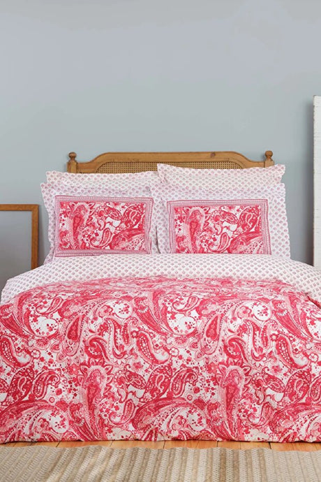 Bellance Red 100% Cotton Double Duvet Cover Set
