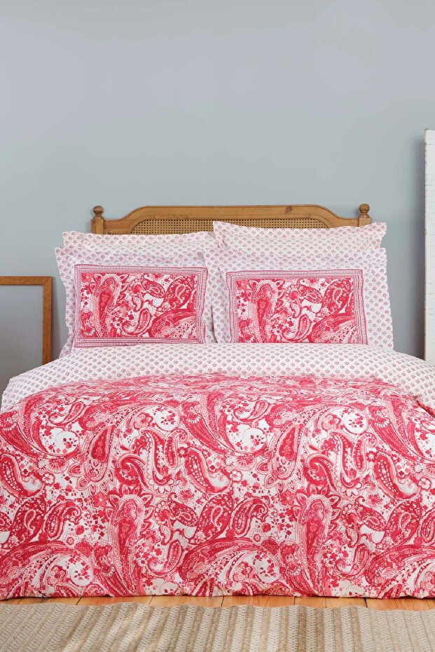 Bellance Red 100% Cotton Double Duvet Cover Set