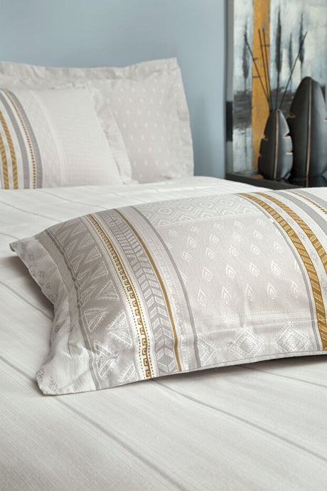Pamena Ranforce Single Duvet Cover Set - 100% Cotton, Grey