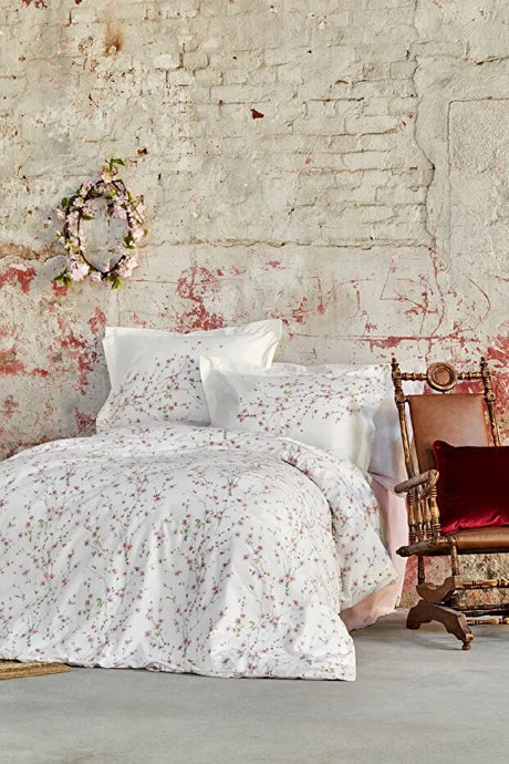 Annata Salmon 100% Cotton Double Floral Duvet Cover Set