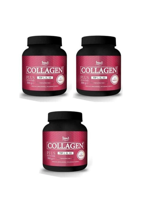 Kollagen Plus Pulver - 300g x 3 Gläser, Typ I, II, III, Vitamin C