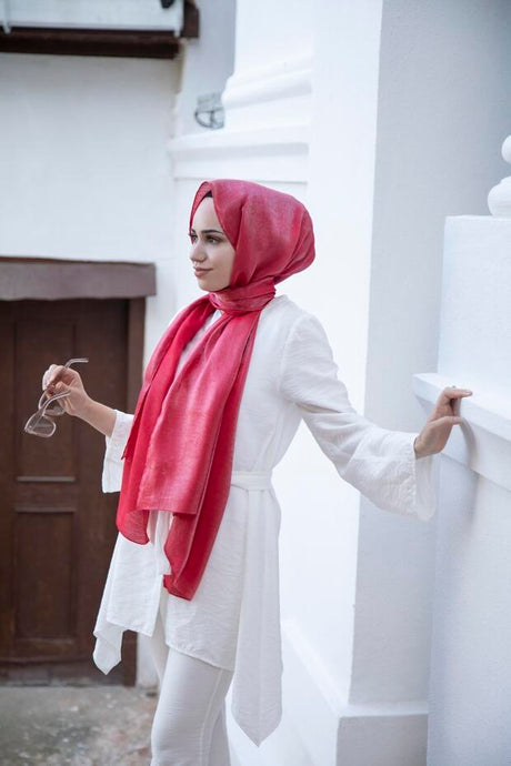 Janjan Red Evening Shawl - Lightweight & Breathable