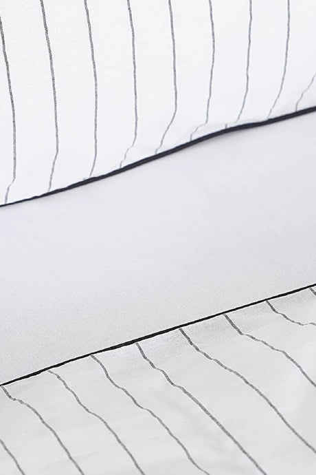 Misha 100% Cotton Double Duvet Cover Set - Pinstripe