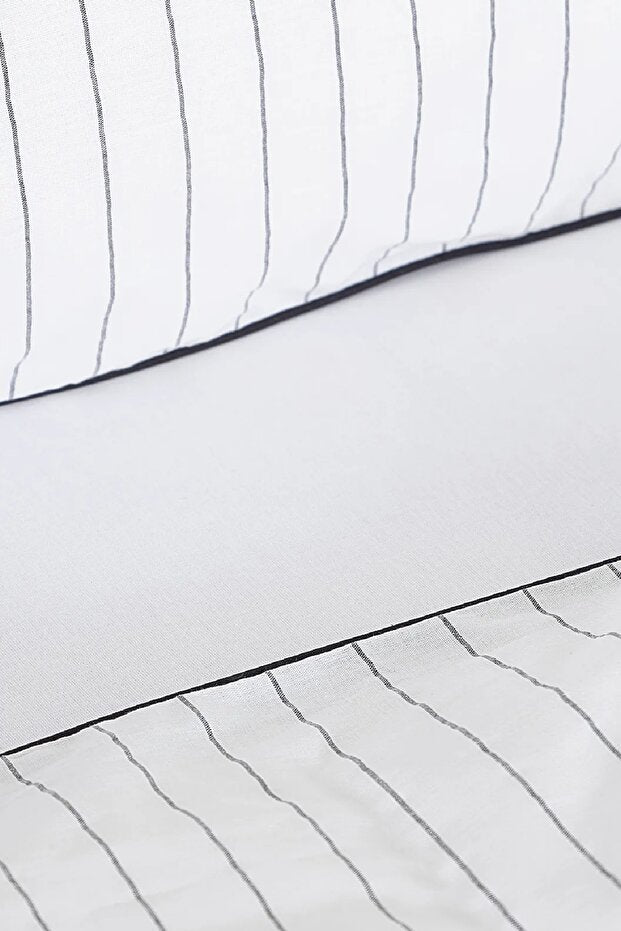 Misha 100% Cotton Double Duvet Cover Set - Pinstripe