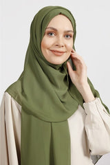 Crepe Chiffon Shawl - Henna Green, Light & Elegant