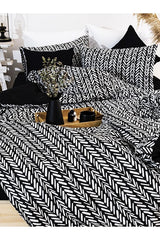 Double Cotton Duvet Cover Set - Reversible Herringbone Pattern