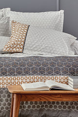 Ensemble de housse de couette simple Taren Ranforce - 100 % coton, géométrique gris