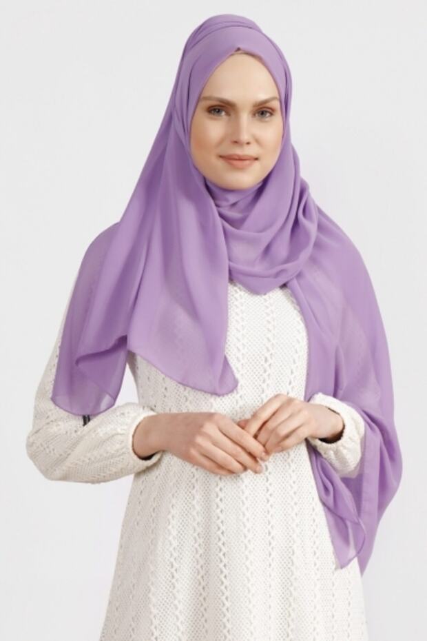 Lilac Crepe Chiffon Shawl - Light & Breathable