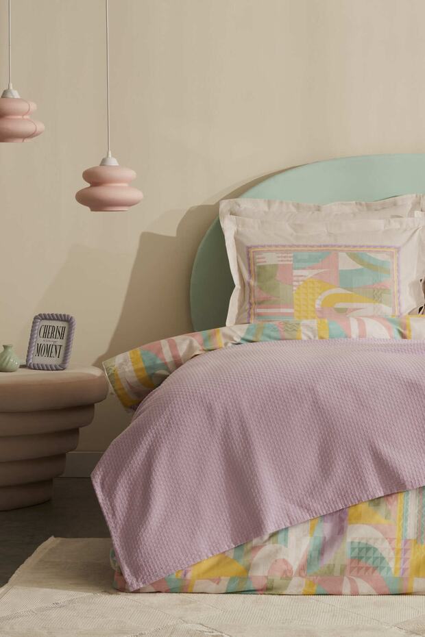 Pine Double Duvet Cover & Quilt Set - 100% Cotton Lilac