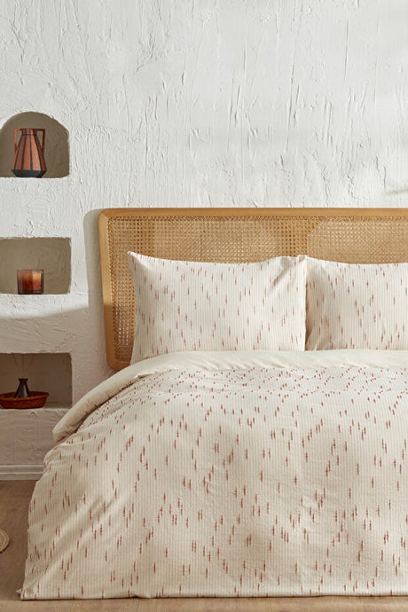 Lotus 100% Cotton Double Duvet Cover Set - Terracotta