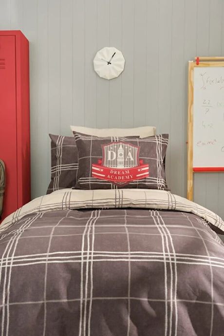Young Dream Academy Anthracite 100% Cotton Single Duvet Cover Set