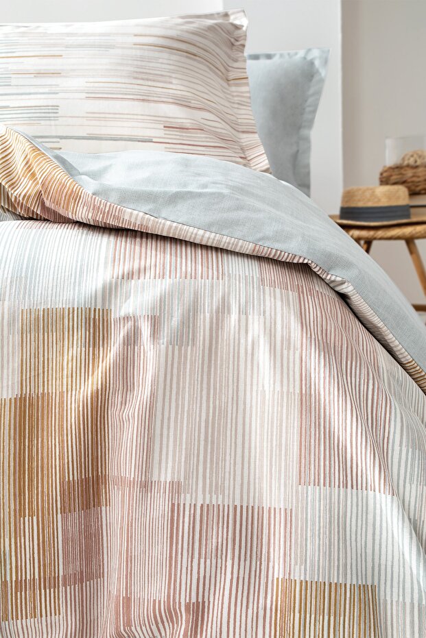 Dales Single Ranforce Duvet Cover Set - Sage Striped
