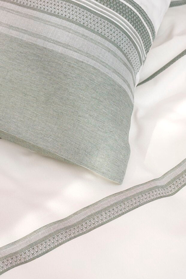Ensemble de housse de couette rayée Vetro Haki double taille - 4 pièces