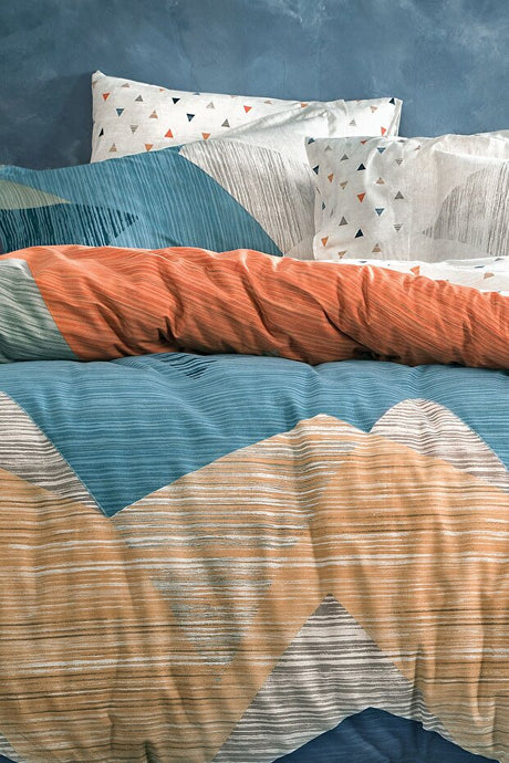 Aden Ranforce Single Duvet Cover Set - Geometric, 100% Cotton