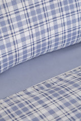Luan Blue Plaid 100% Cotton Double Duvet Cover Set