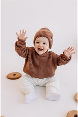 Zachte katoenen baby gebreide trui - Terracotta