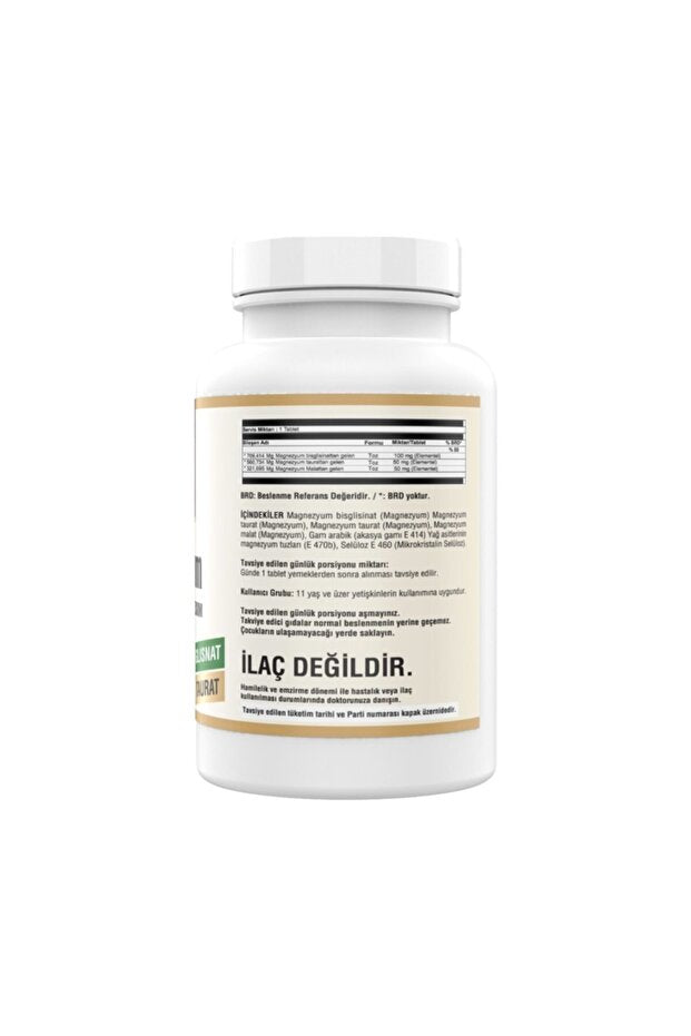 Magnesium Malat Taurat Glycinat 200mg Elementært - 90 Tabletter