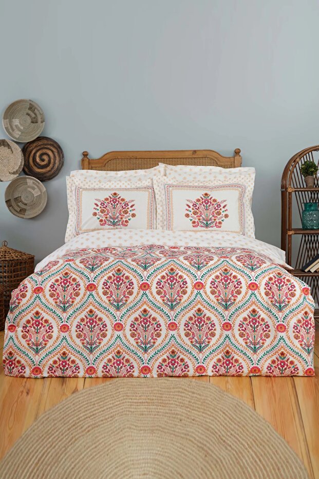 Carmenta Double Duvet Cover Set - 100% Cotton Floral