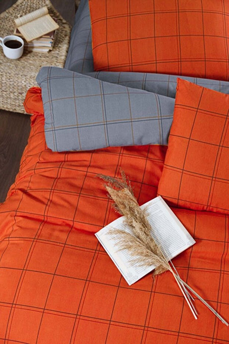 Orange Double Duvet Cover Set - 4 Pieces, 200x220 cm