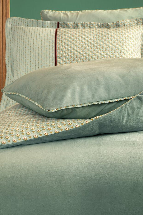 Rowena Double Velvet Satin Duvet Cover Set - Sage Green