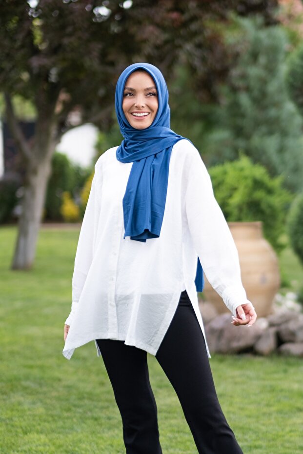 Écharpe Pratique Prête à Porter en Viscose - Bleu Denim