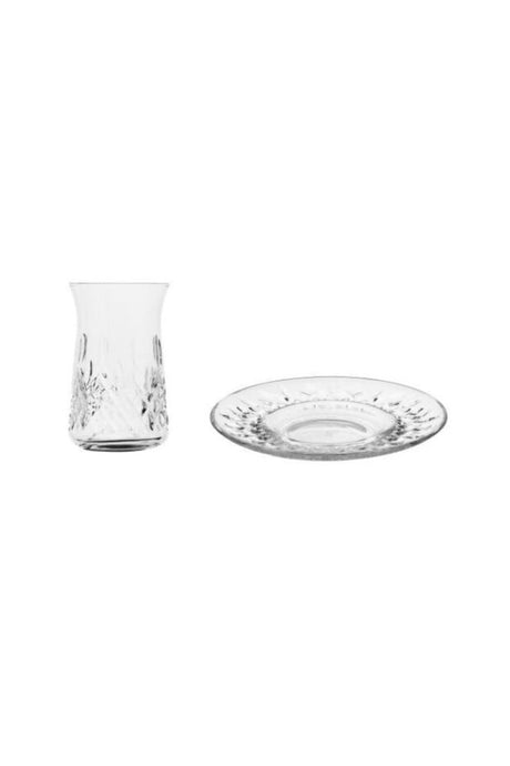 Set di Bicchieri e Saucer Premium Lav Odin per Tè Turco - Set da 24 Pezzi