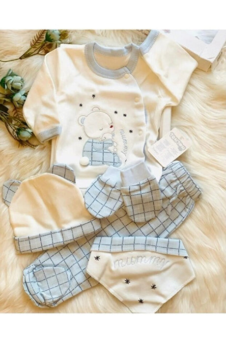 Baby Boy Ecru 5-Piece Newborn Hospital Exit Set 0-3 Months