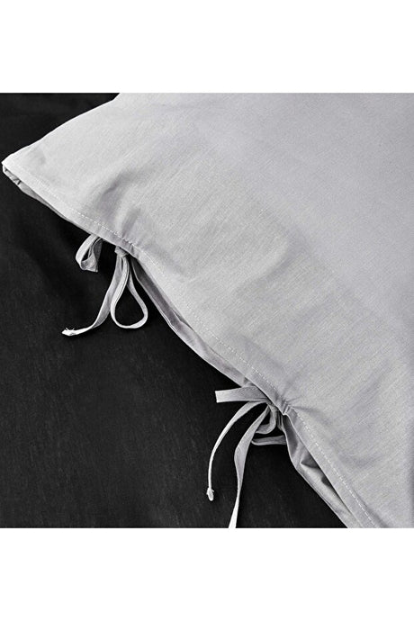 Double Size Reversible Duvet Cover Set - Black/Grey 100% Cotton