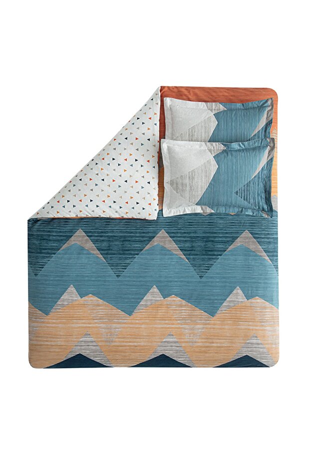 Aden Doppelbett-Bettbezug-Set – 100 % Baumwolle, Marineblau